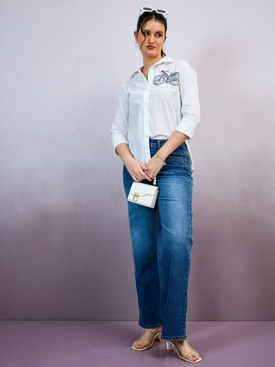 Shally Bhasin by Athena Cycle Embroidered Cotton Standard Relaxed Fit Shirt