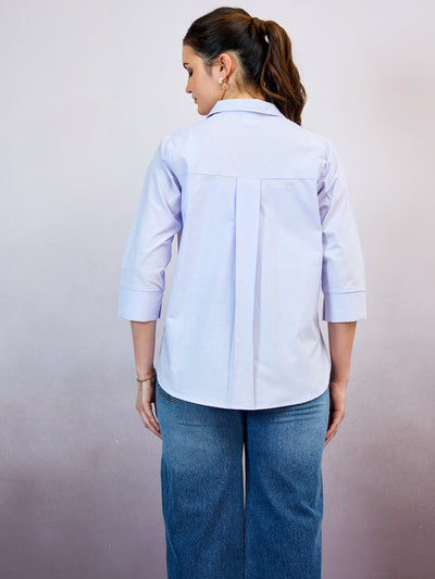 Shally Bhasin by Athena Women Standard Fit Solid Spread Collar Cotton Casual Shirt