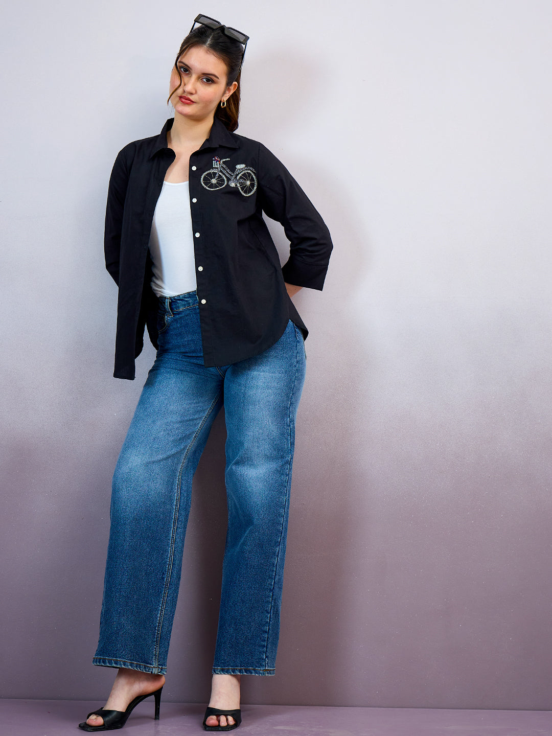 Shally Bhasin by Athena Cycle Embroidered Cotton Standard Relaxed Fit Shirt