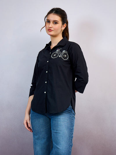 Shally Bhasin by Athena Cycle Embroidered Cotton Standard Relaxed Fit Shirt