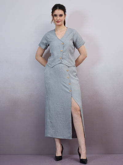 Athena Immutable V-Neck Linen Top With Skirt