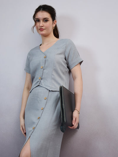 Athena Immutable V-Neck Linen Top With Skirt