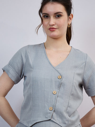 Athena Immutable V-Neck Linen Top With Skirt