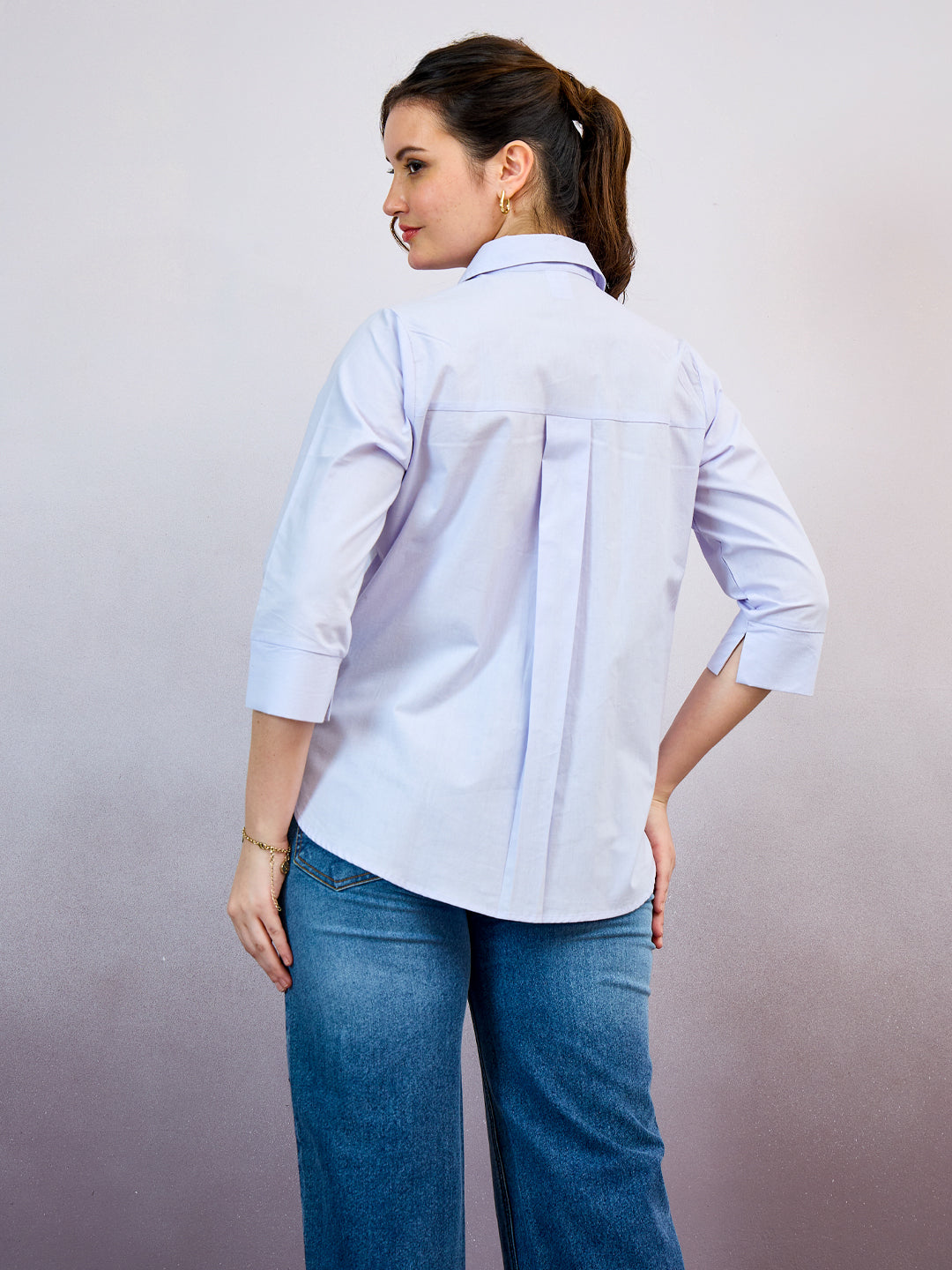 Shally Bhasin by Athena Spread Collar Embellished Standard Relaxed Fit Cotton Shirt