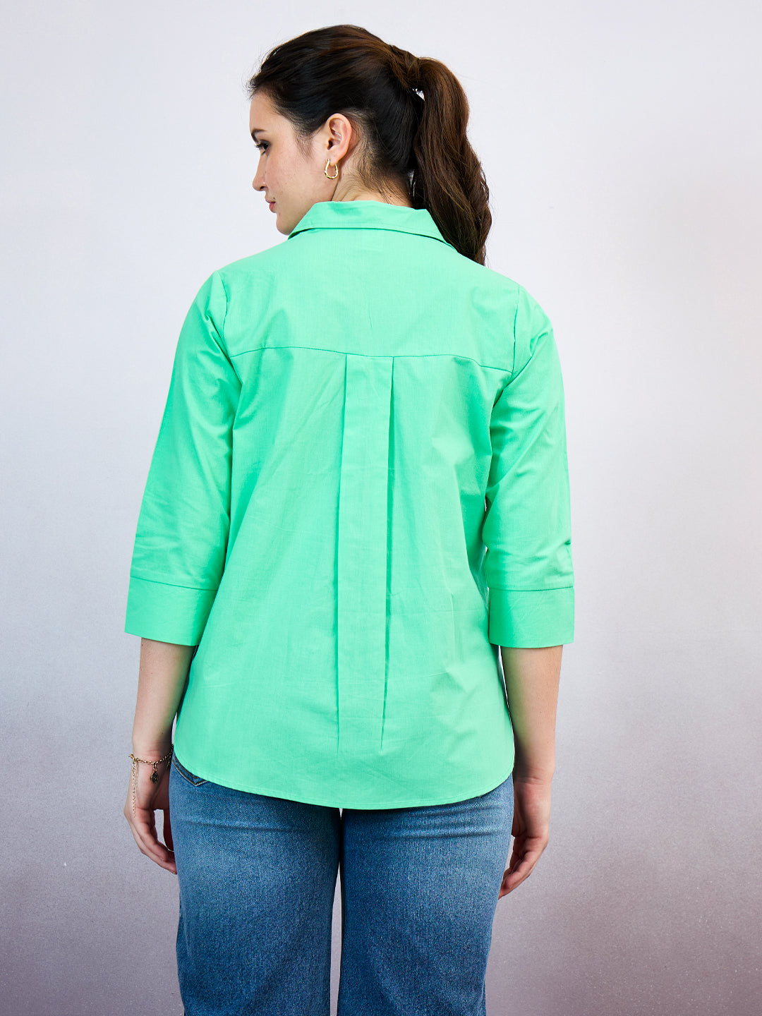 Shally Bhasin by Athena Standard Spread Collar Embroidered Relaxed Fit Cotton Shirt