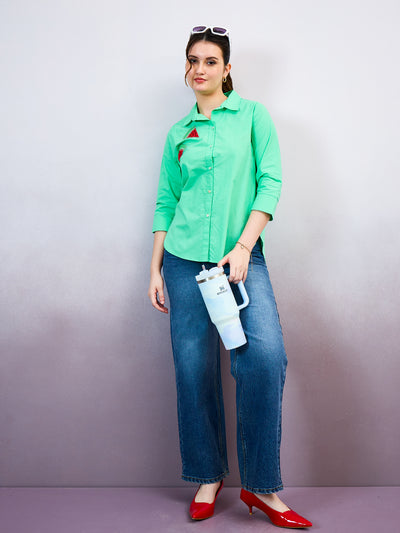 Shally Bhasin by Athena Standard Spread Collar Embroidered Relaxed Fit Cotton Shirt