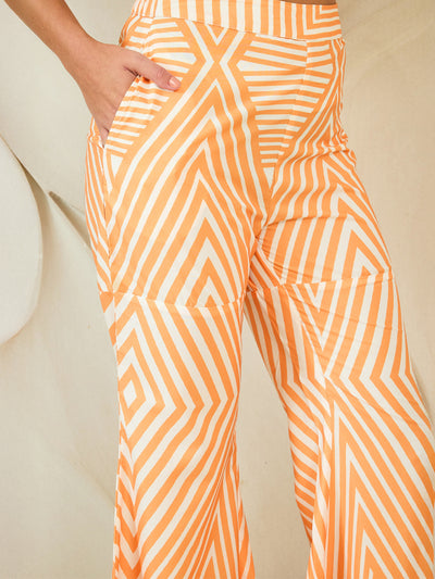 Athena Women Geometric Printed Satin Kurta with Sharara