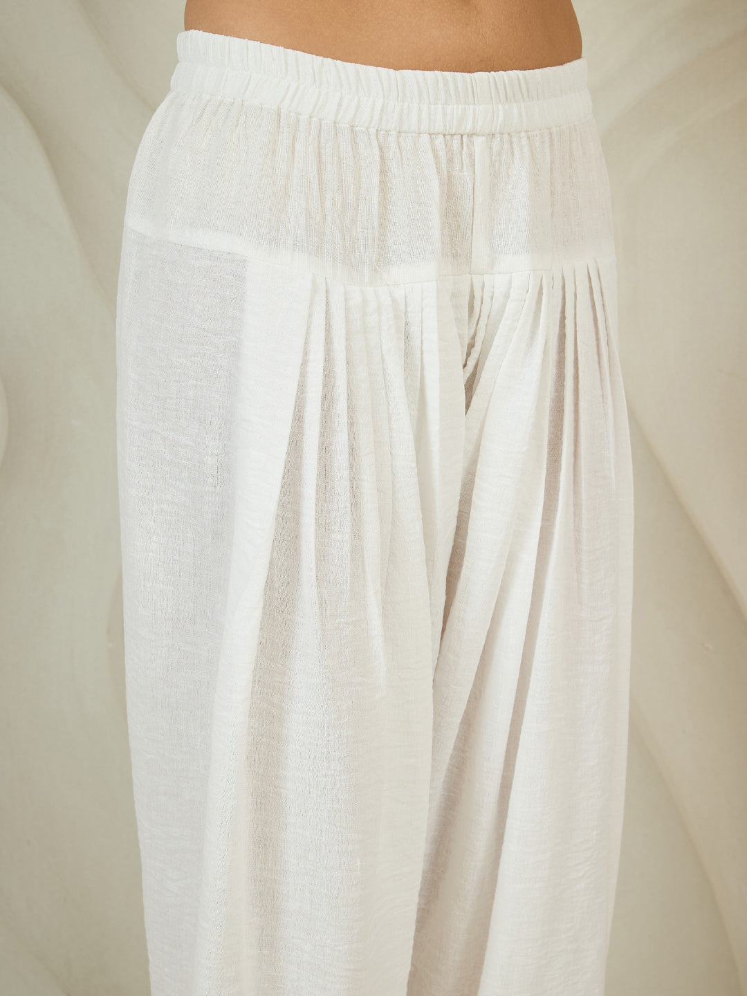 Athena Floral Embroidered Notch Neck Patchwork Pure Cotton Kurta With Salwar