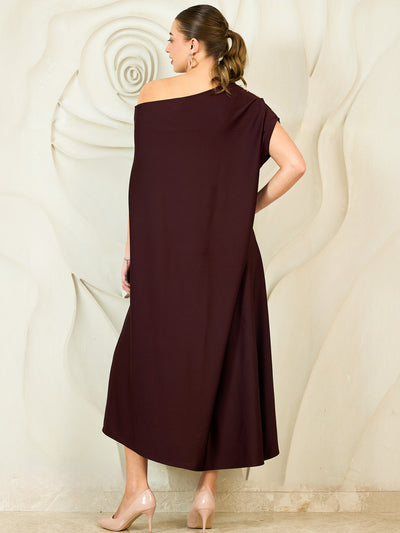 Shally Bhasin by Athena Embroidered One Shoulder Kaftan Maxi Dress