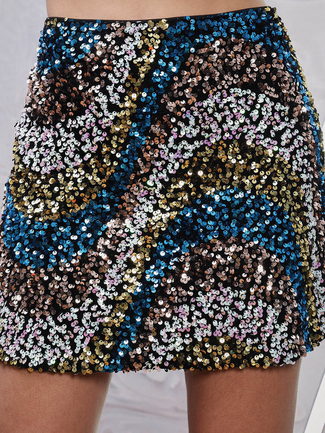 Athena Embellished Velvet Straight Mini Skirt