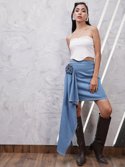 Athena Denim Corsage Asymmetric Skirt