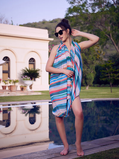 Athena Blue Pink Stripes Sarong - Athena Lifestyle