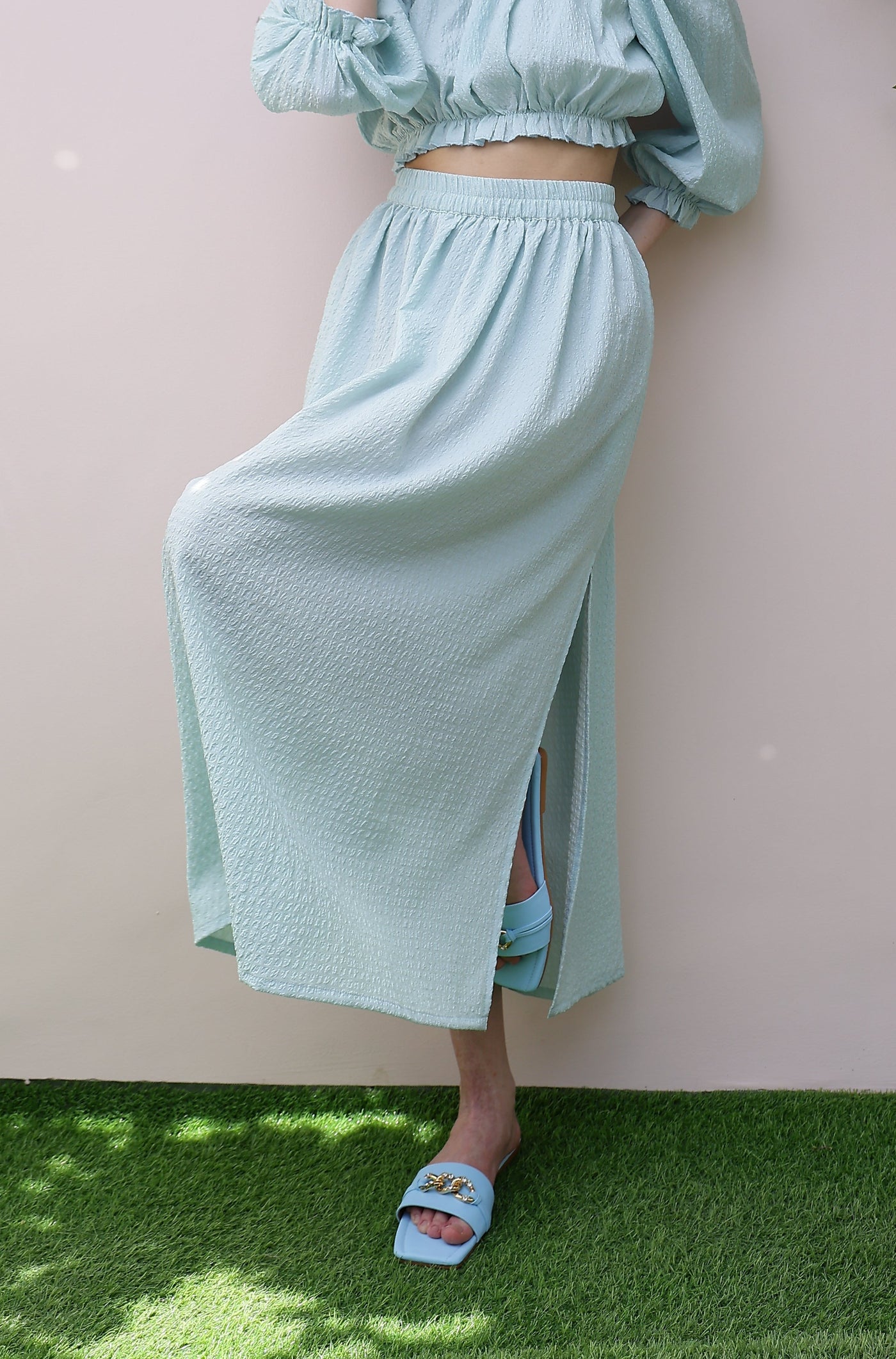 Athena Self Design Flared Midi Skirt
