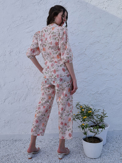 Boho By Athena Floral-Printed Button-Down Top With Trousers Co-Ords