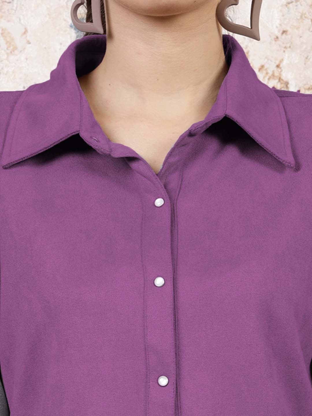 Athena Purple Shirt Style Longline Top