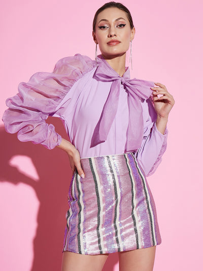 Athena Lavender Organza Top with Sequence Skirt co-ord - Athena Lifestyle