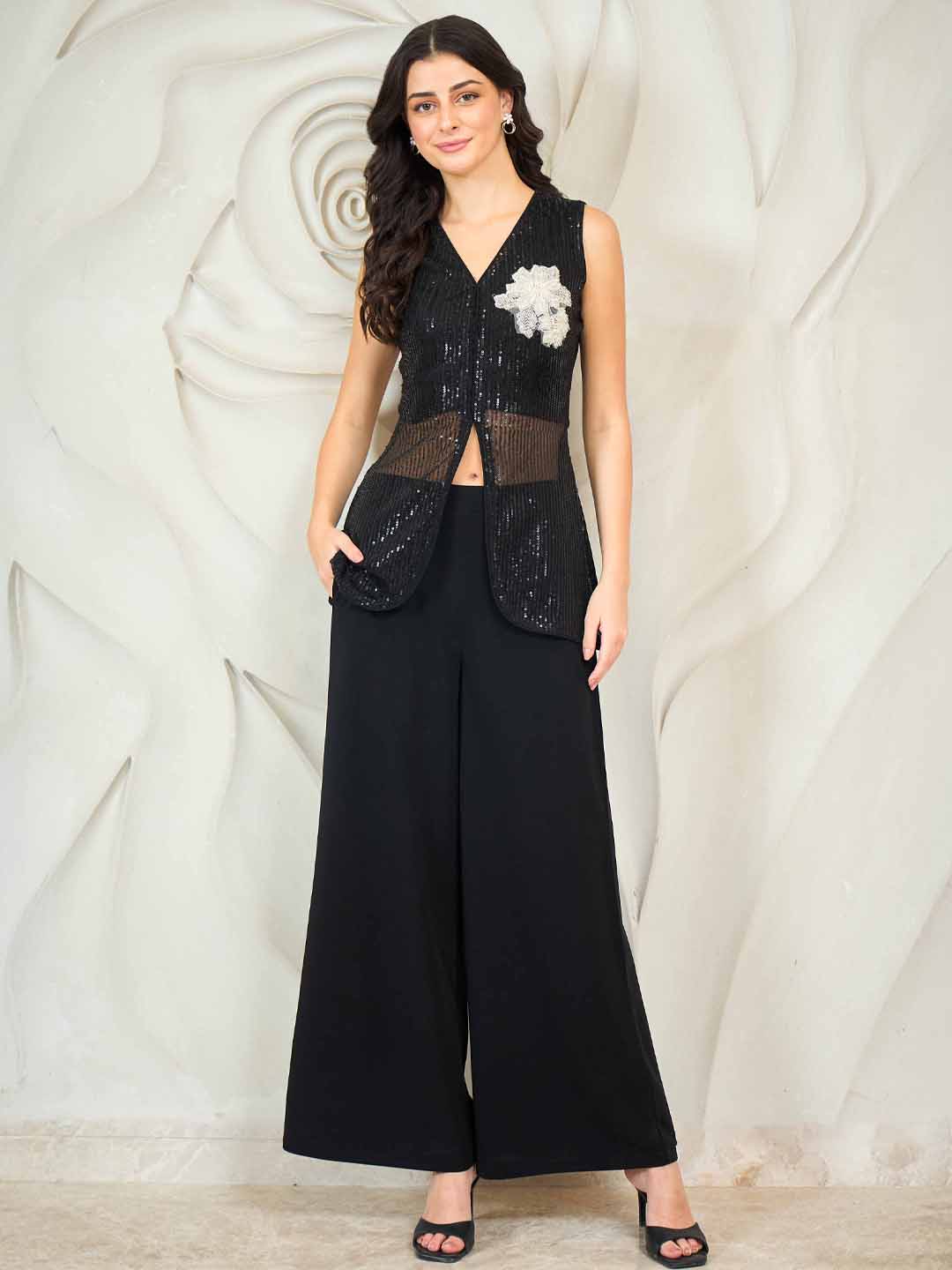 Shally Bhasin by Athena Shally Bhasin By Athena Embellished Top With Trousers Co-Ords