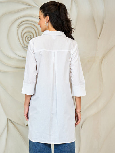 Shally Bhasin by Athena Women Relaxed Fit Solid Spread Collar Cotton Casual Shirt