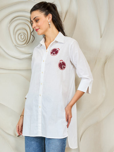Shally Bhasin by Athena Women Relaxed Fit Solid Spread Collar Cotton Casual Shirt