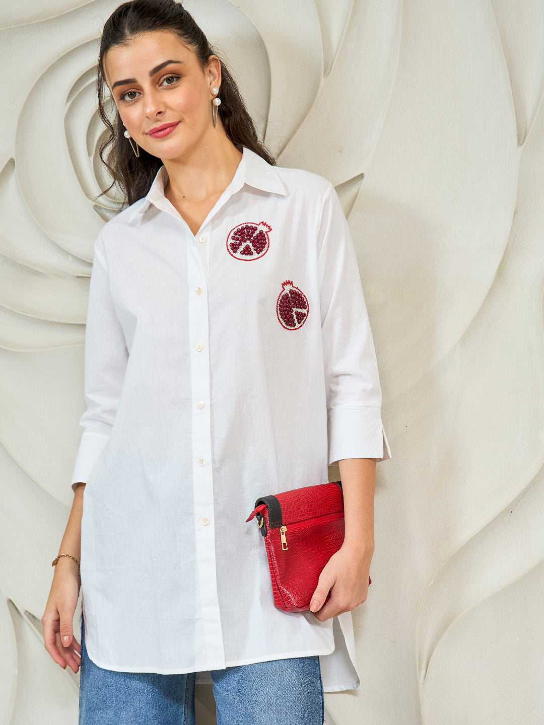 Shally Bhasin by Athena Women Relaxed Fit Solid Spread Collar Cotton Casual Shirt