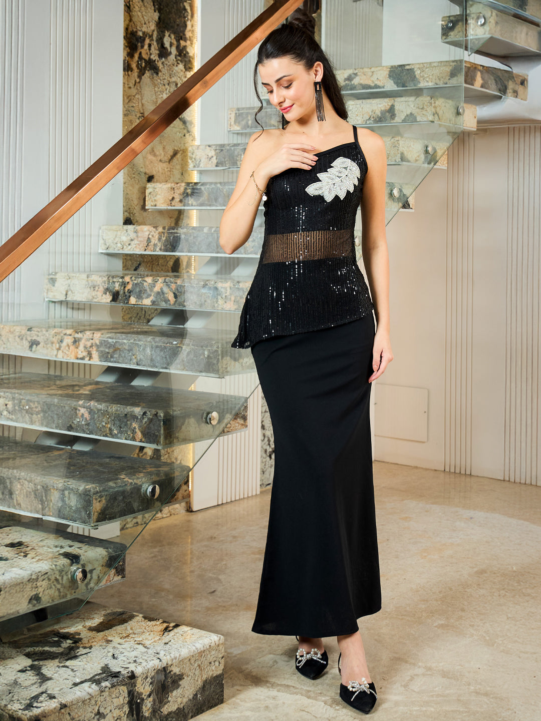 Shally Bhasin by Athena Shally Bhasin By Athena Embellished Top With Skirt Co-Ords