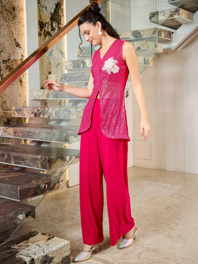 Shally Bhasin by Athena Shally Bhasin By Athena Embellished Top With Palazzo Co-Ords