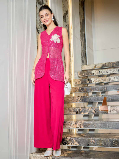 Shally Bhasin by Athena Shally Bhasin By Athena Embellished Top With Palazzo Co-Ords