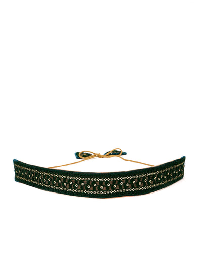 Athena Women Green Embroidered Sequined Belt - Athena Lifestyle