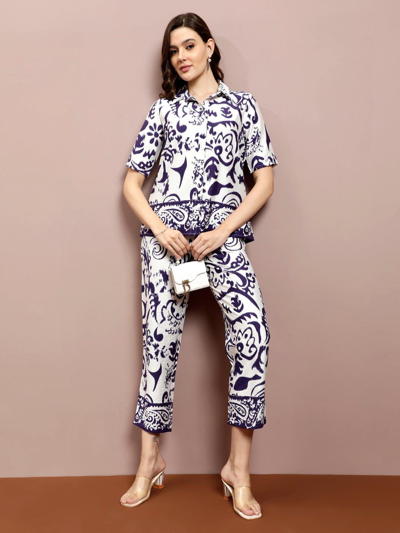 Boho By Athena Floral Printed Shirt With Trousers