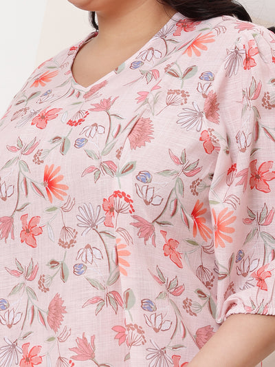 Athena Ample Plus Size Floral Printed Top With Trousers Co-Ords