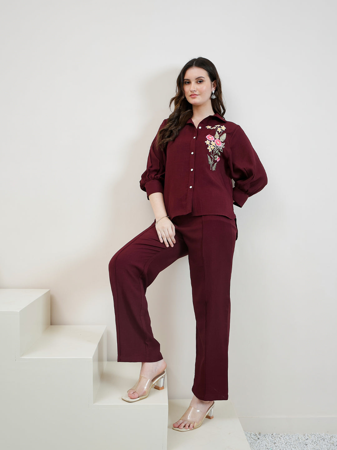 Boho By Athena Embroidered Linen Shirt With Trousers