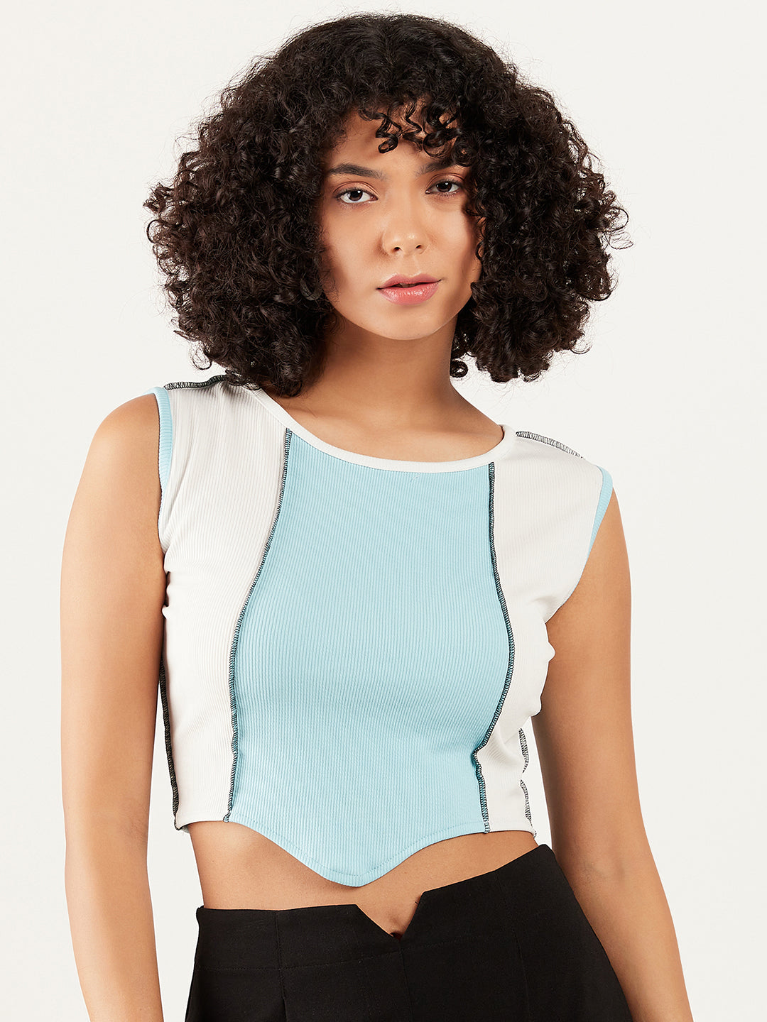 Athena Colourblocked Fitted Crop Top