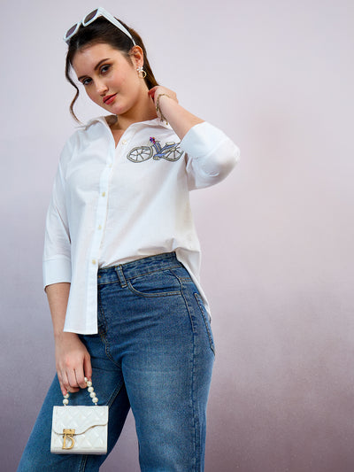 Shally Bhasin by Athena Cycle Embroidered Cotton Standard Relaxed Fit Shirt