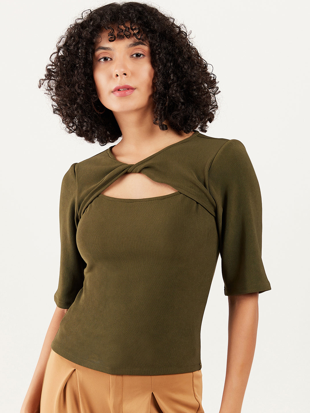 Athena Round Neck Cut-Outs Regular Top