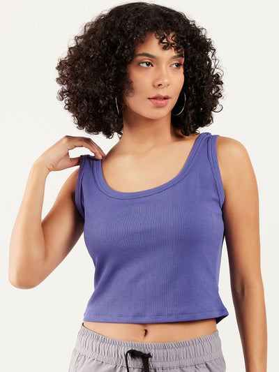 Athena Ribbed Scoop Neck Tank Crop Top