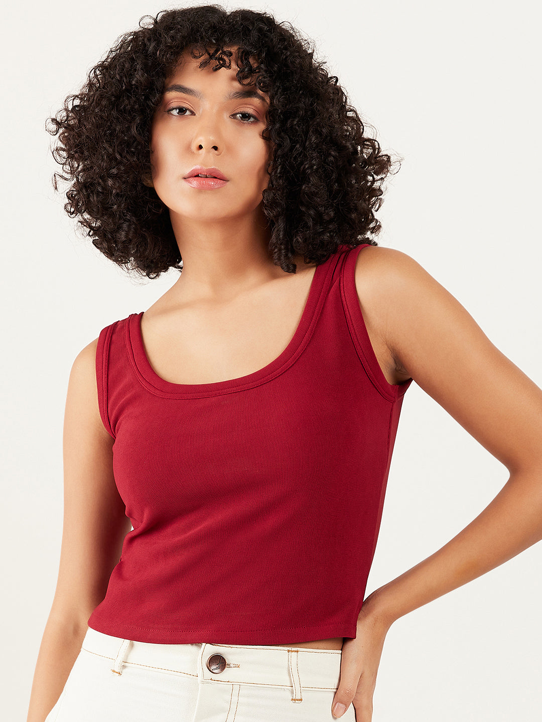 Athena Scoop Neck Crop Tank Top