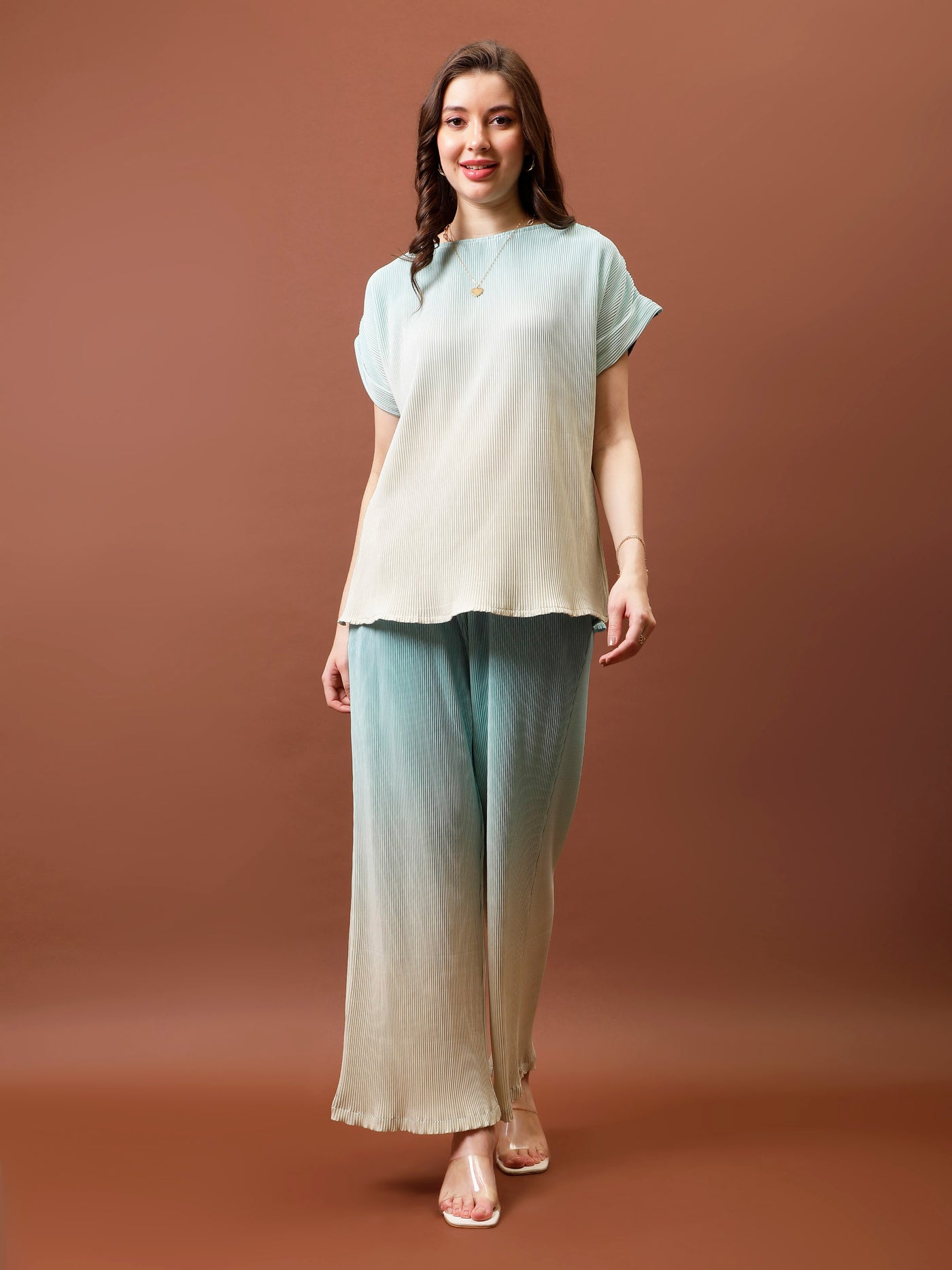 Athena Tie And Dye Ombre Pleated Top With Trousers Co-Ords