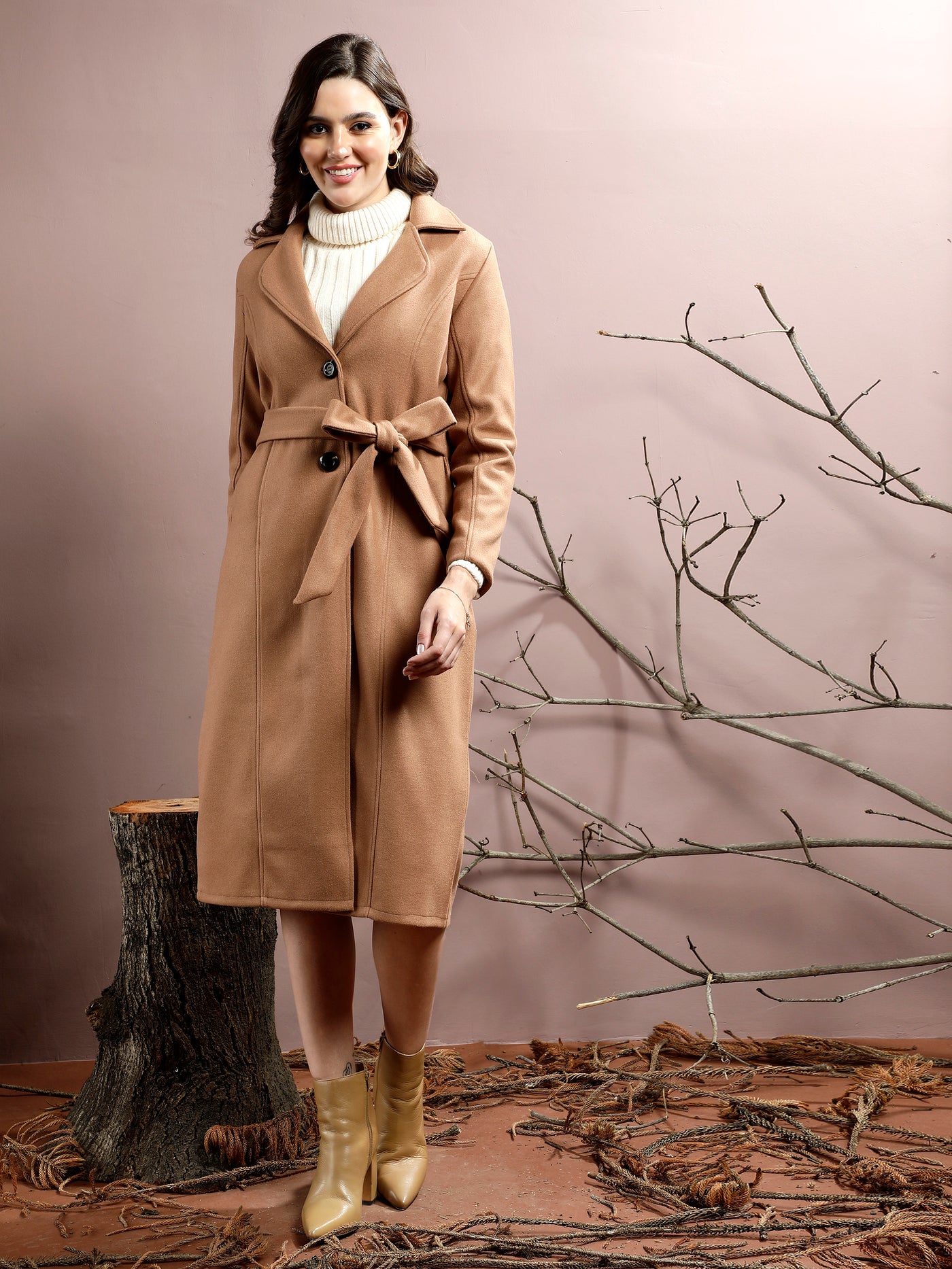 Athena Notched Collar Longline Overcoat