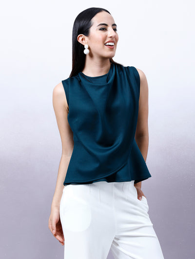 Athena Cowl Neck Layered Peplum Top