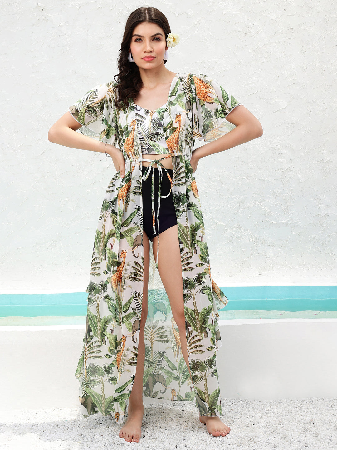 V Neck Printed Maxi Top Athena Floral Printed V-Neck Maxi Swimwear