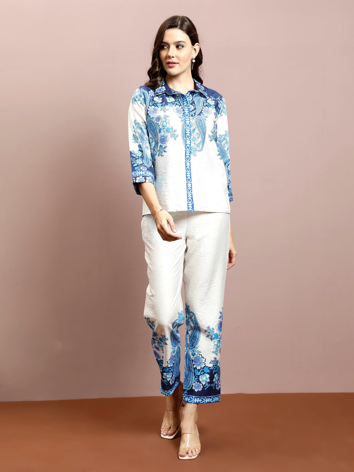 Boho By Athena Floral Printed Shirt With Trousers