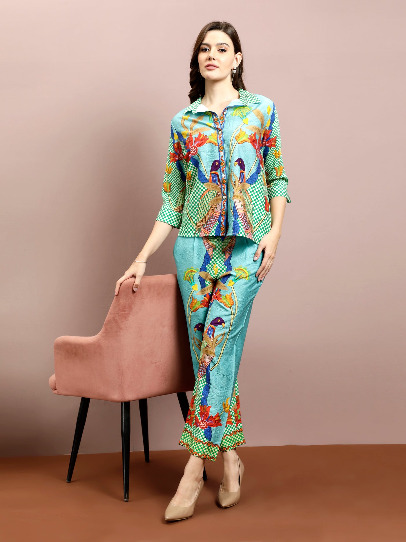 Boho By Athena Floral Printed Shirt & Trousers