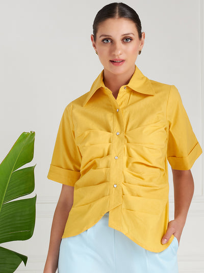 Athena Front Pleated Cotton Shirt Style Top - Athena Lifestyle