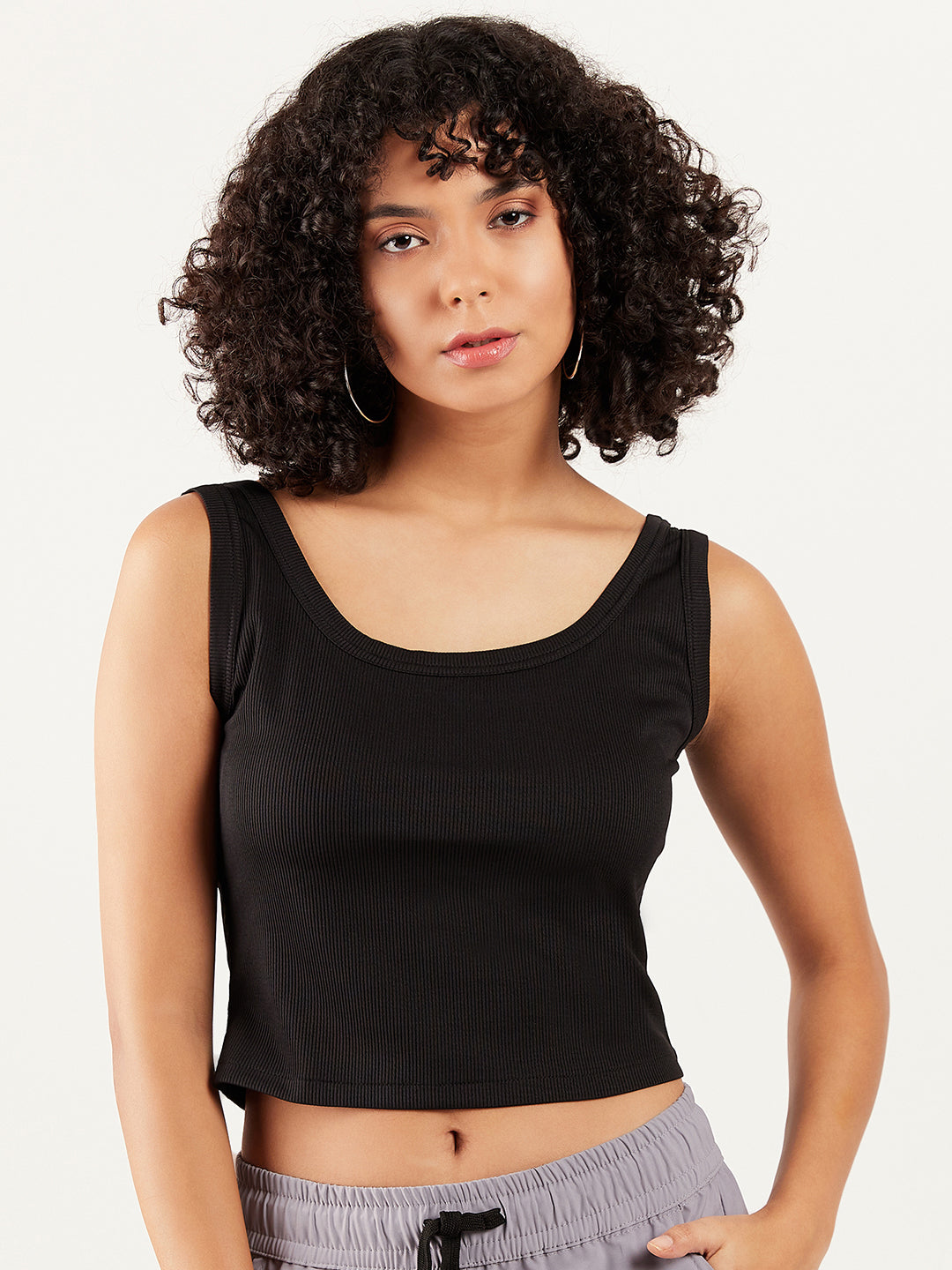 Athena Scoop Neck Crop Tank Top