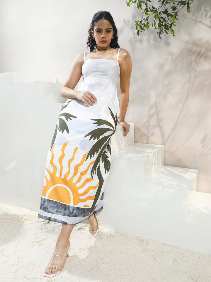 Boho By Athena Tropical Print Linen Fit & Flare Maxi Dress athenalifestyle.com Boho By Athena Tropical Print Linen Fit & Flare Maxi Dress athenalifestyle.com