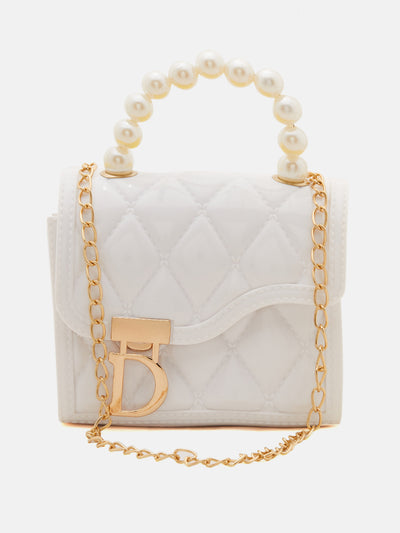 Athena White Textured Structured Sling Bag - Athena Lifestyle