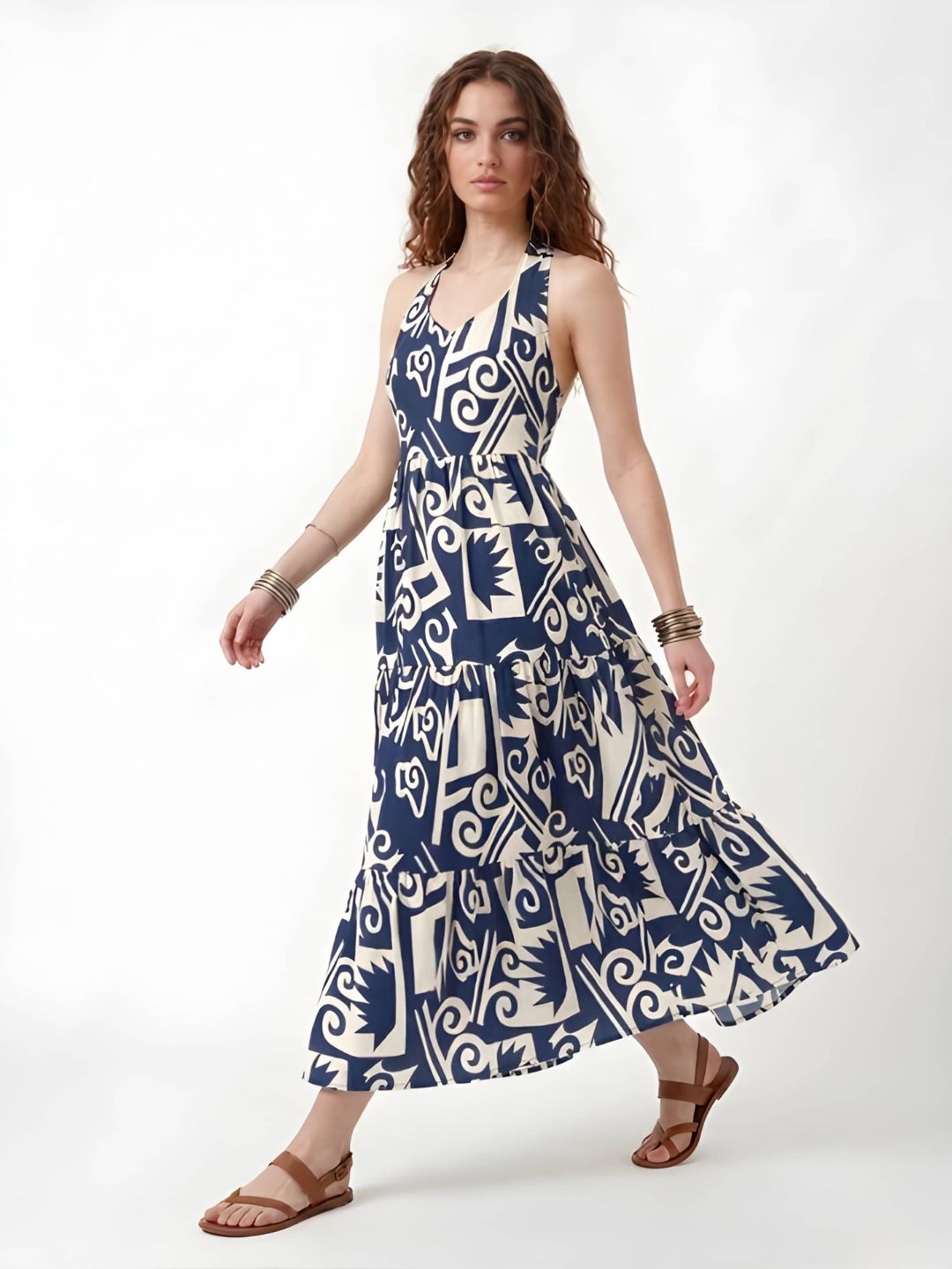 sachin and babi light blue dress Aztec Print Dress- Pink