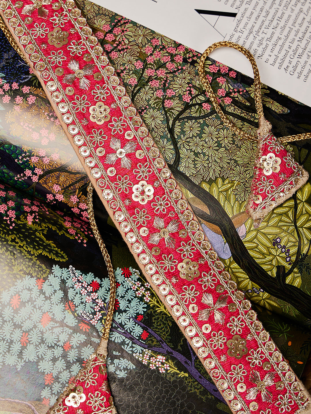 Athena Women Fuchsia Embellished Sequined Belt - Athena Lifestyle
