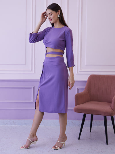 Athena Lavender Top With Slip-On Skirt