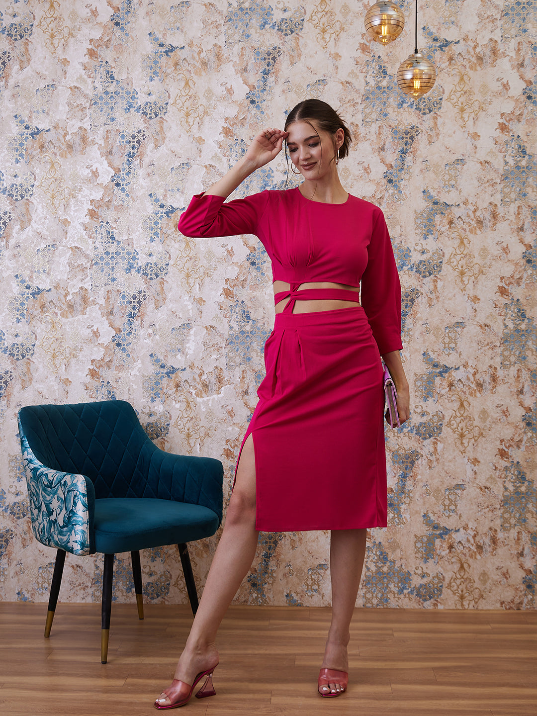 Athena Fuchsia Top With Slip-On Skirt